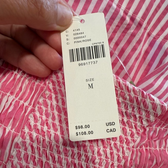 Celandine Pink and White Striped Smocked Romper - Picture 5 of 6